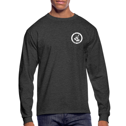 BJJ Shirt | Train Harder Design | Long Sleeve | Back Print - heather black