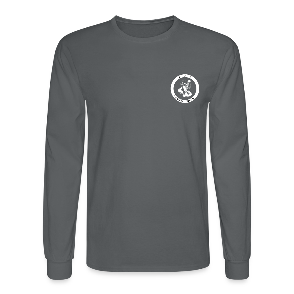 BJJ Shirt | Train Harder Design | Long Sleeve | Back Print - charcoal