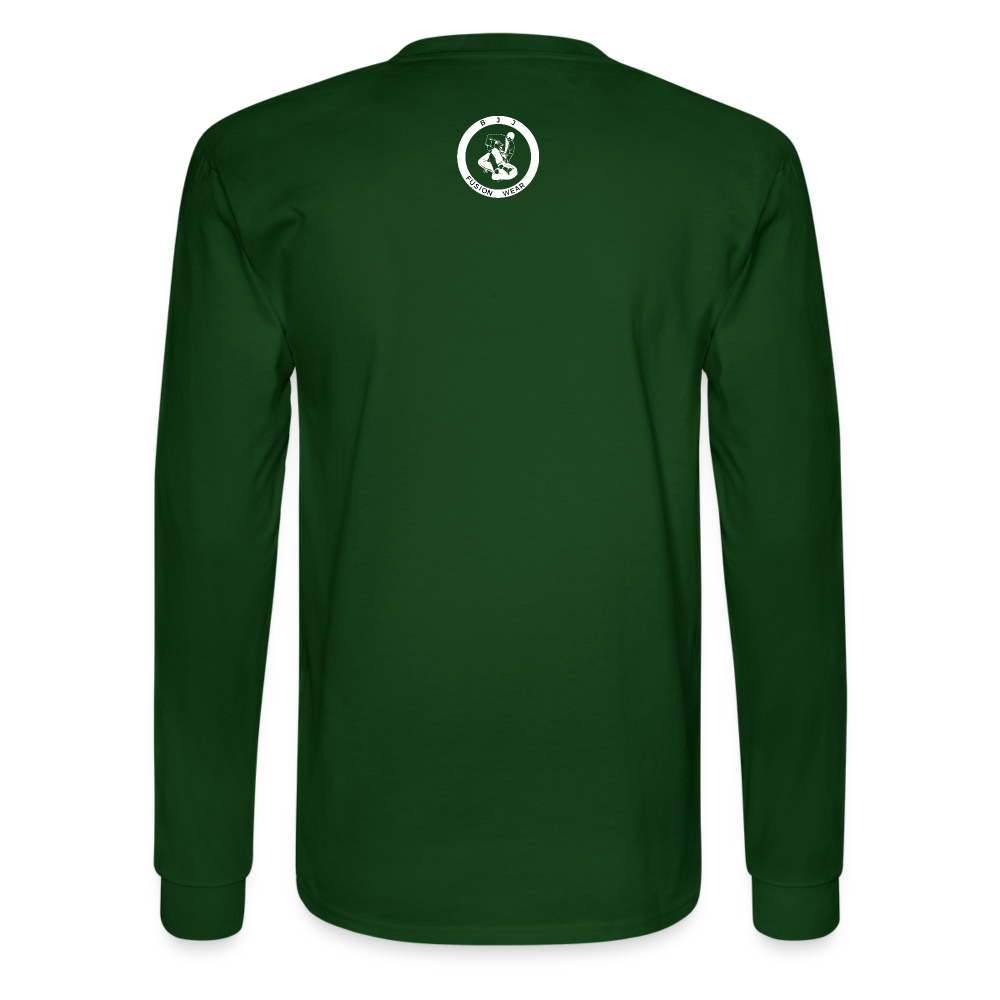 BJJ Men's Long Sleeve T-Shirt | You either win or you learn design| Front Print - forest green