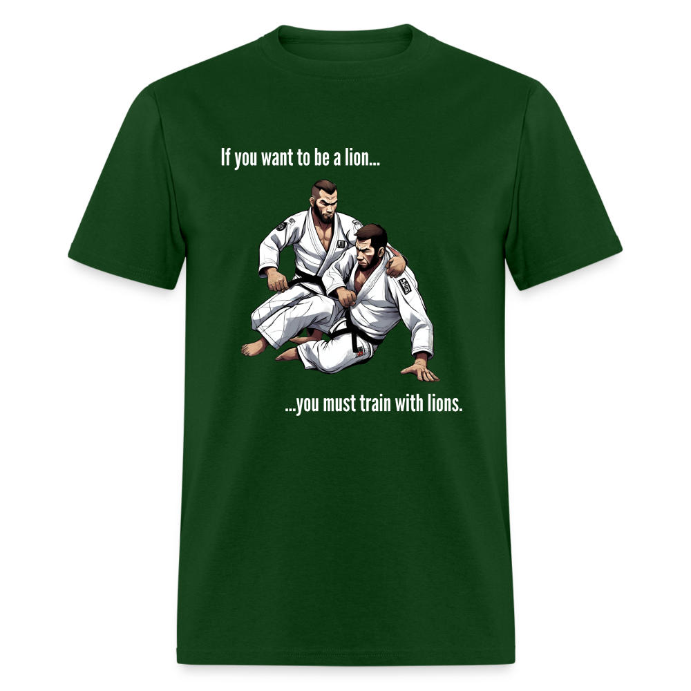 BJJ Classic T-Shirt | Unisex | Train with Lions Design - forest green