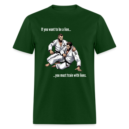 BJJ Classic T-Shirt | Unisex | Train with Lions Design - forest green
