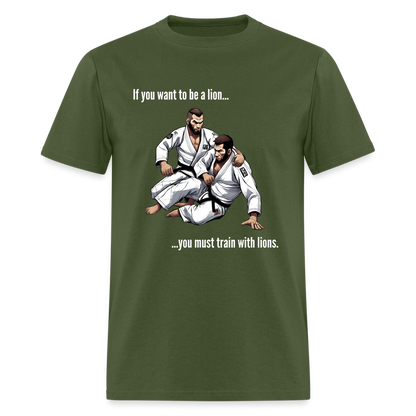 BJJ Classic T-Shirt | Unisex | Train with Lions Design - military green