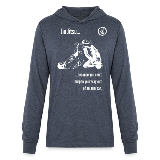 Unisex Long Sleeve Hoodie Shirt | Jiu Jitsu Arm Bar Design - heather navy