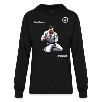 Unisex Long Sleeve Hoodie Shirt | Jiu Jitsu | You either win or learn design - black