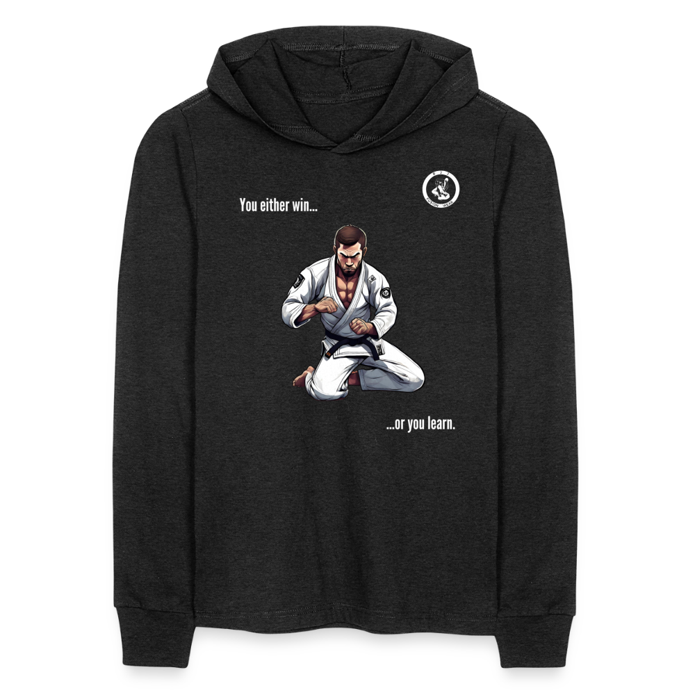 Unisex Long Sleeve Hoodie Shirt | Jiu Jitsu | You either win or learn design - heather black