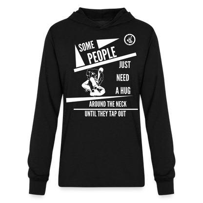 Unisex Long Sleeve Hoodie Shirt | Jiu Jitsu Tap Out Design White - black