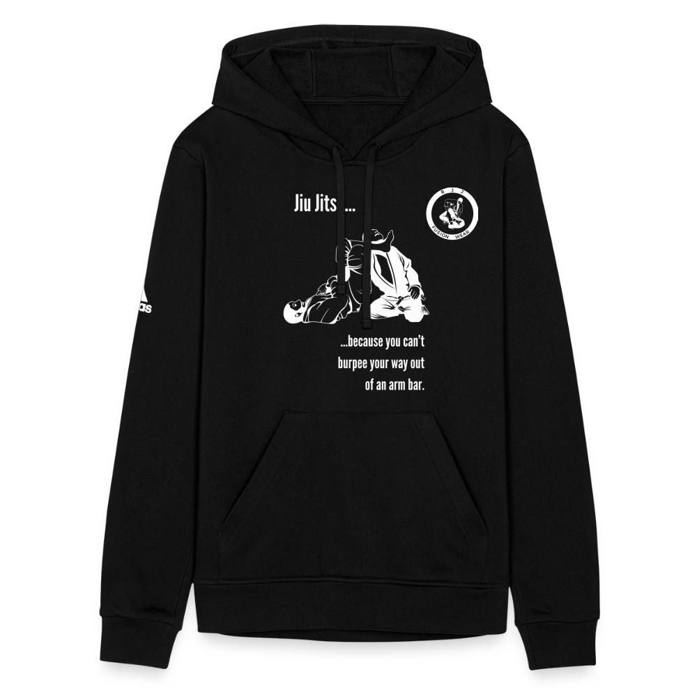 Adidas Unisex Fleece Hoodie | Jiu Jitsu Arm Bar Design White Graphics - black
