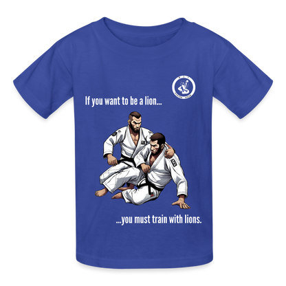 Kids Jiu Jitsu T-Shirt | Unisex | Train with Lions Design - royal blue