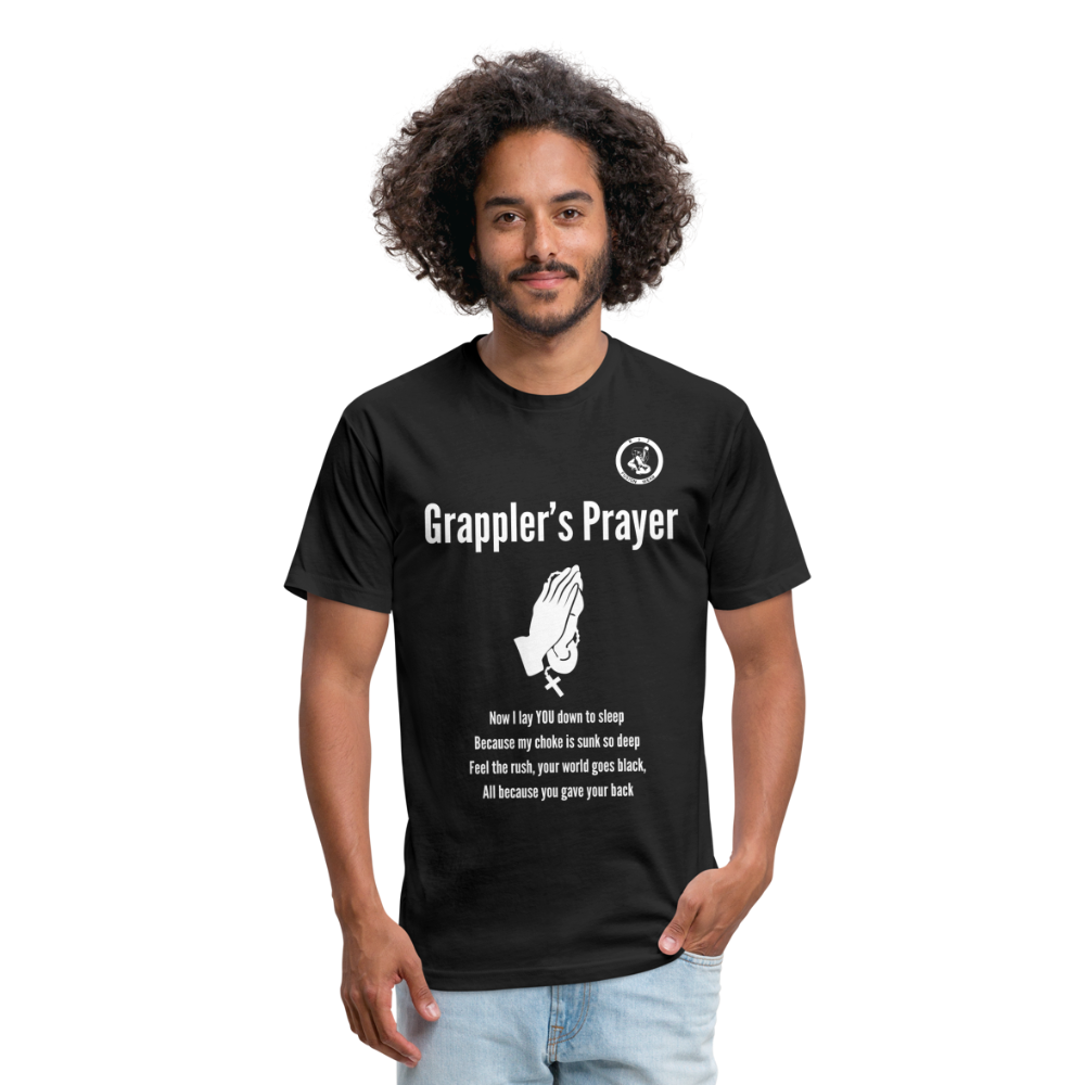 Fitted Cotton/Poly T-Shirt | Unisex | Jiu Jitsu Grappler's Prayer Design - black