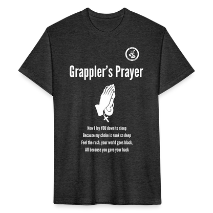 Fitted Cotton/Poly T-Shirt | Unisex | Jiu Jitsu Grappler's Prayer Design - heather black