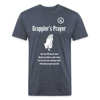 Fitted Cotton/Poly T-Shirt | Unisex | Jiu Jitsu Grappler's Prayer Design - heather navy