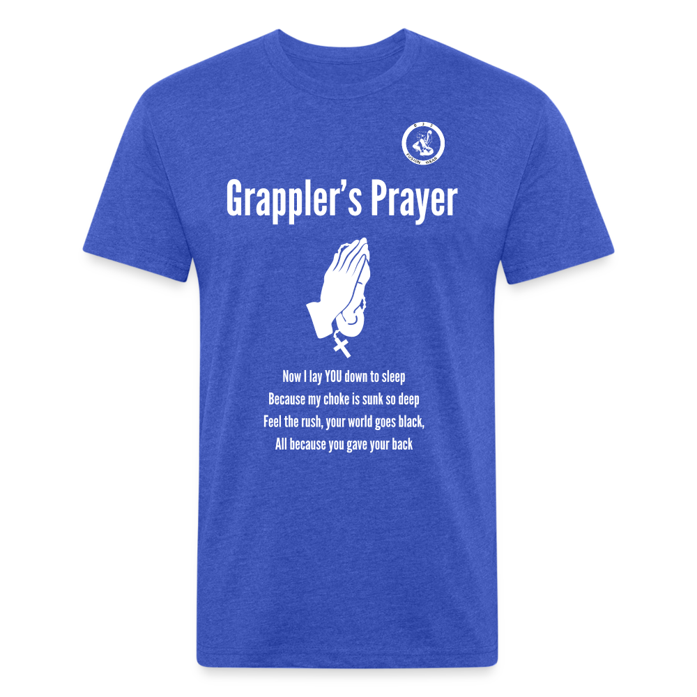 Fitted Cotton/Poly T-Shirt | Unisex | Jiu Jitsu Grappler's Prayer Design - heather royal