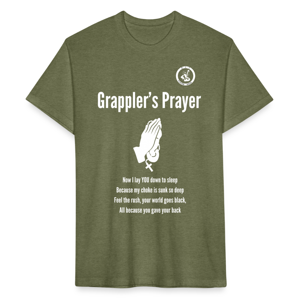 Fitted Cotton/Poly T-Shirt | Unisex | Jiu Jitsu Grappler's Prayer Design - heather military green
