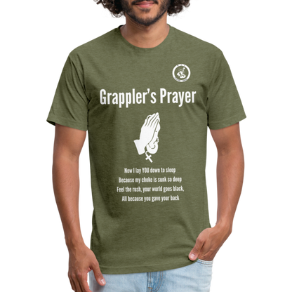 Fitted Cotton/Poly T-Shirt | Unisex | Jiu Jitsu Grappler's Prayer Design - heather military green